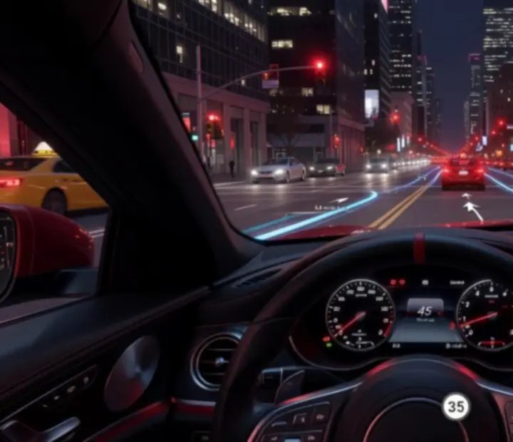 Capture de gameplay montrant un itinéraire urbain dans Car Driving Traffic Simulator