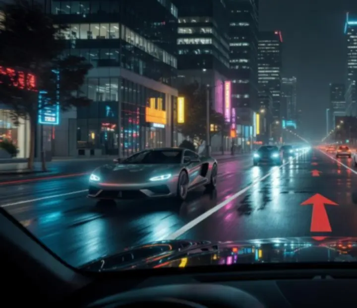 Vue cinématique nocturne d'une grande avenue urbaine dans Car Driving Traffic Simulator